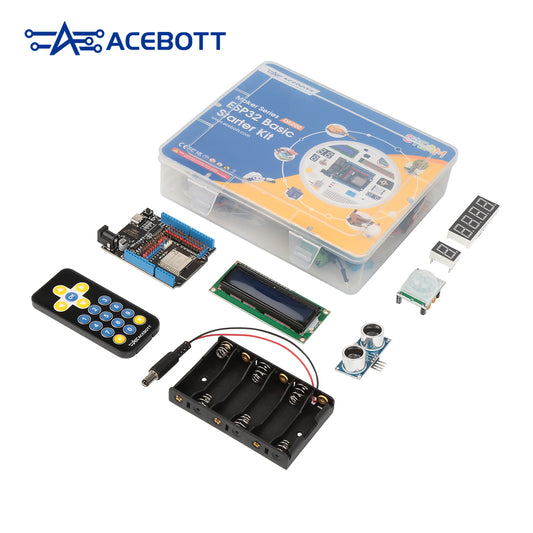 Electronics components and packaging with ACEBOTT branding on a white background