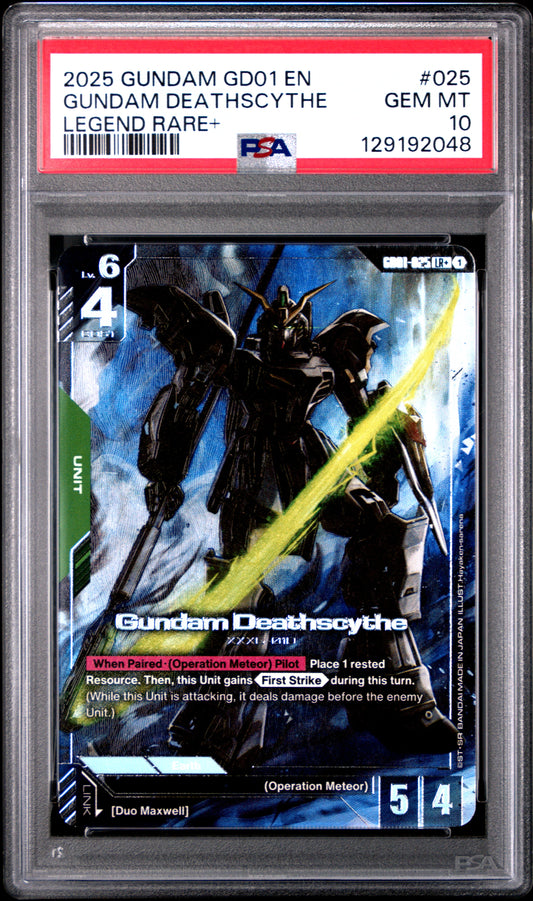 2025 GUNDAM NEWTYPE RISING #025 GUNDAM DEATHSCYTHE LEGEND RARE+ - PSA 10