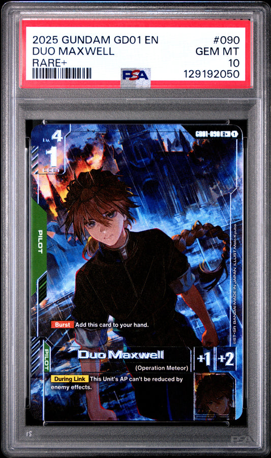 2025 GUNDAM NEWTYPE RISING #090 DUO MAXWELL RARE+ - PSA 10