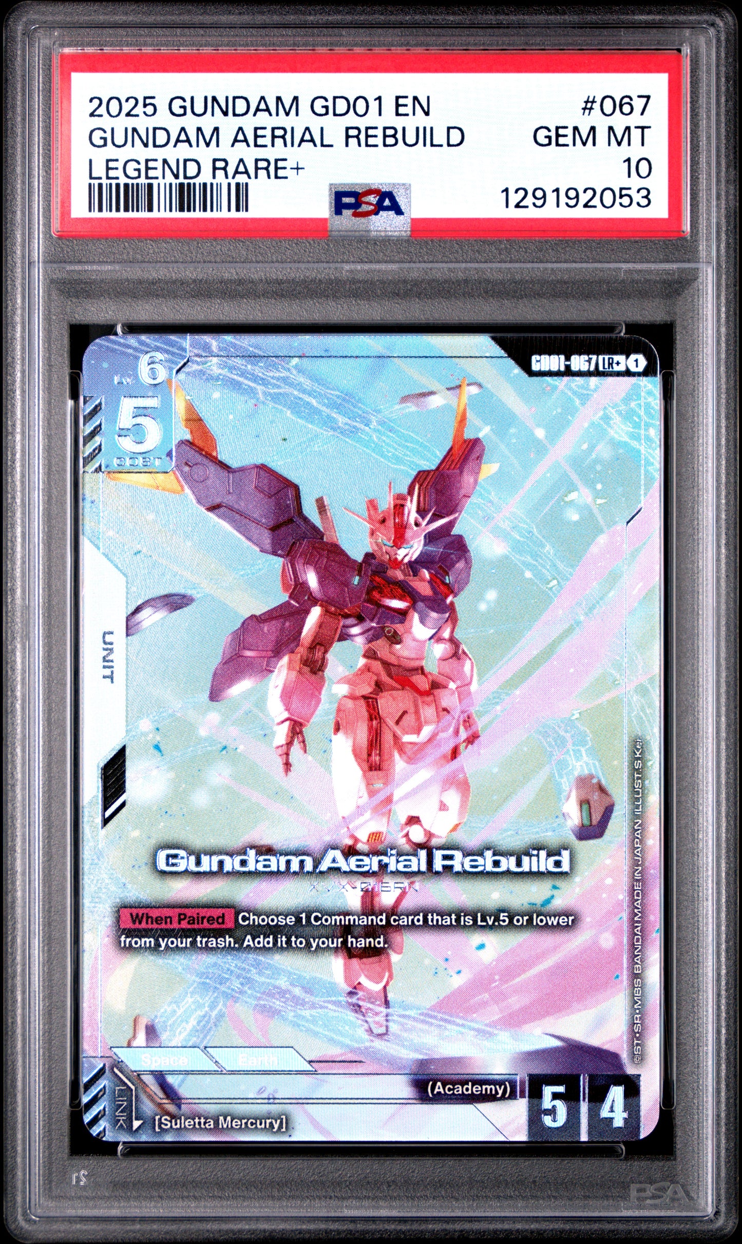 2025 GUNDAM NEWTYPE RISING #067 GUNDAM AERIAL REBUILD LEGEND RARE+ - PSA 10