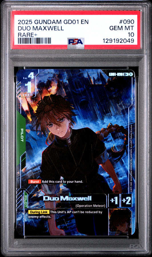 2025 GUNDAM NEWTYPE RISING #090 DUO MAXWELL RARE+ - PSA 10