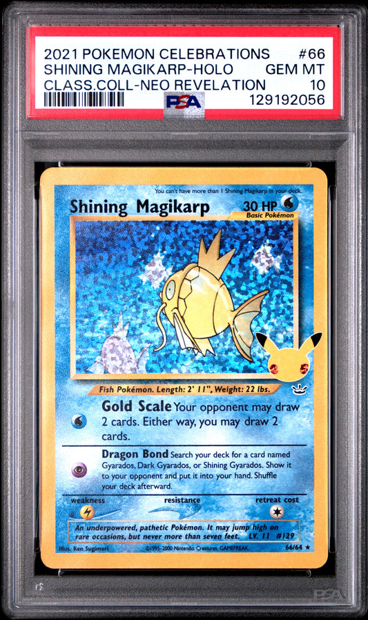 2021 POKEMON CELEBRATIONS CLASSIC COLLECTION #66 SHINING MAGIKARP-HOLO CLASS.COLL-NEO REVELATION - PSA 10