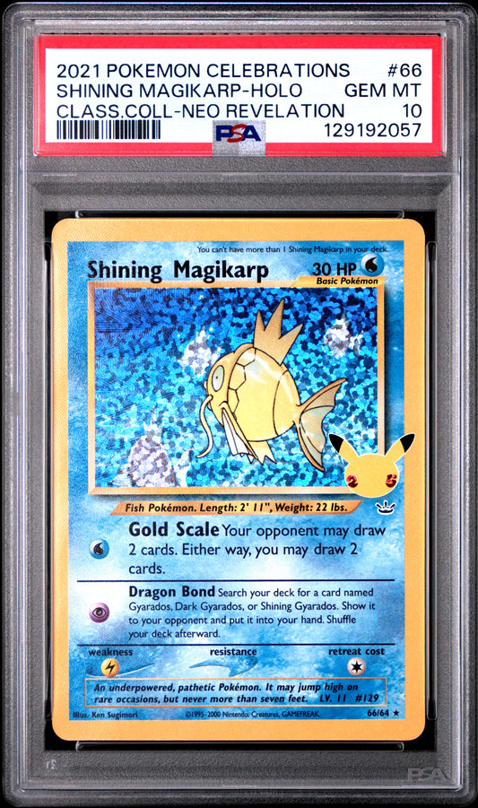 2021 POKEMON CELEBRATIONS CLASSIC COLLECTION #66 SHINING MAGIKARP-HOLO CLASS.COLL-NEO REVELATION - PSA 10