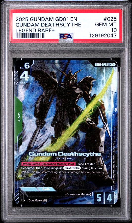 2025 GUNDAM NEWTYPE RISING #025 GUNDAM DEATHSCYTHE LEGEND RARE+ - PSA 10