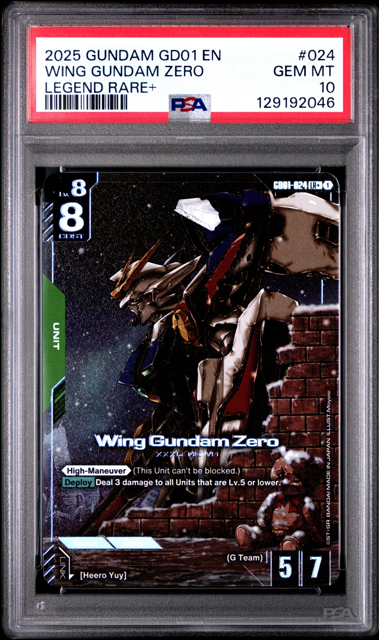 2025 GUNDAM NEWTYPE RISING #024 WING GUNDAM ZERO LEGEND RARE+ - PSA 10